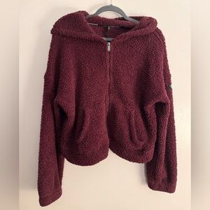 Calvin Klein Cozy Sherpa Zip-Up Hoodie - Deep Burgundy